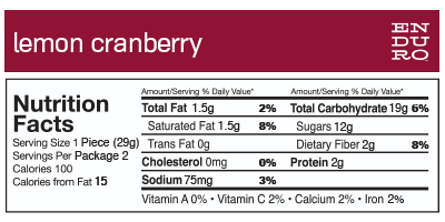 Enduro Bites Lemon Cranberry - Enduro Bites Sports Nutrition